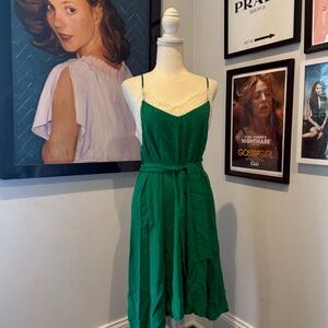 Berenice Green Lace Silk Slip Dress 4